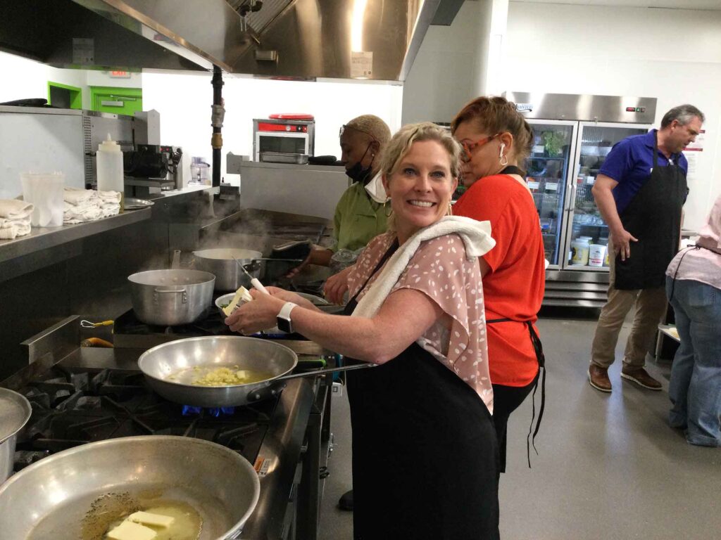 Having fun during on of our Atlanta cooking classes.