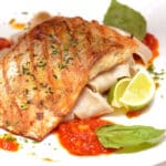 Pelengas fried with a side dish of pasta